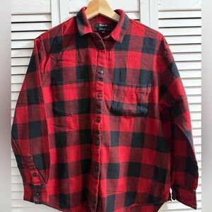 Madewell Red and Black Checkered Oversized Shirt